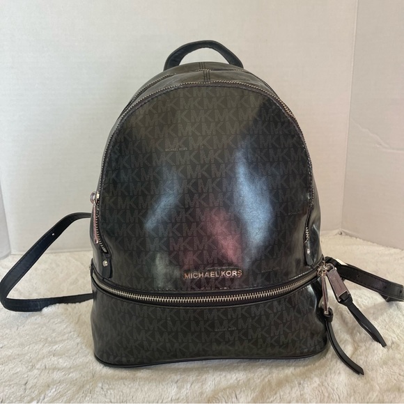 Michael Kors Handbags - Michael Kors Black and Silver Backpack